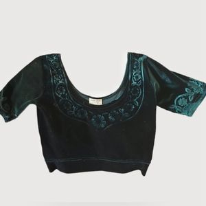 Forest Green Velvet Crop Top